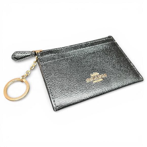 EUC Coach Mini Skinny ID Case Black Leather Keyring Wallet - Picture 5 of 9